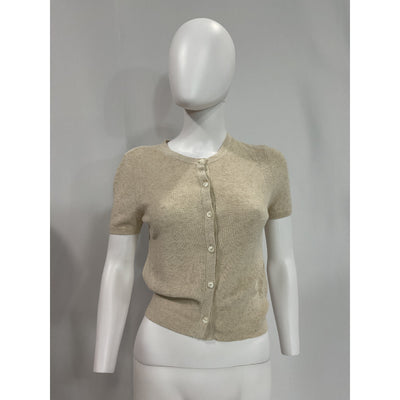 Rag & Bone 'Dina' Beige Short Sleeve Cotton Blend Cardigan Size XS