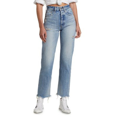 Moussy Distressed Blue Lomita Straight Leg Denim Jeans Size 26