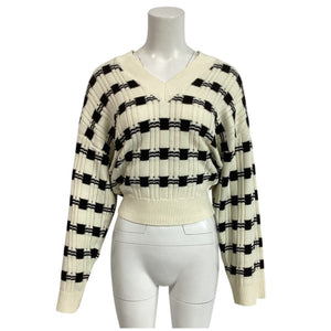 L'Academie Checked White And Black Evran Sweater Size M NWT