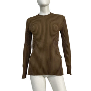 Proenza Schouler Ribbed Brown Crewneck Sweater Size M