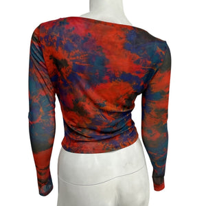Ronny Kobo Sheer Orange Tye Dye Vera Top Size S