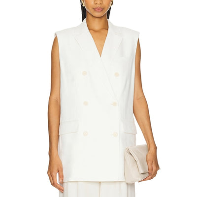 Theory Tailored White Linen Blazer Vest Size S