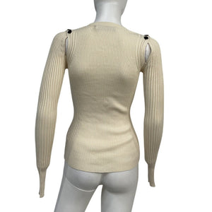 Proenza Schouler Ribbed Cream Button Sleeve Sweater Size XS