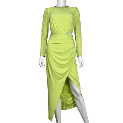Self-Portrait Embellished Green Cutout Long Sleeve Midi Dress Size 2