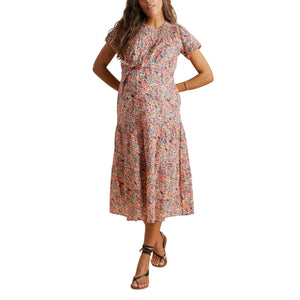 HATCH X A Pea In The Pod Smocked Garden Party Floral Yoke Tiered Maxi Dress Size M