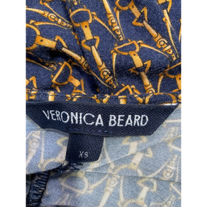Veronica Beard 'Neeta' Blue Rayon Stirrup-Print Ruched Top Size XS