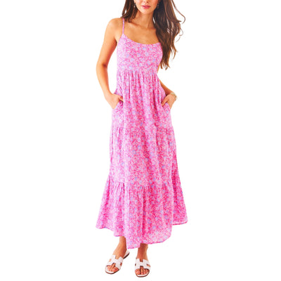 Roller Rabbit Floral Pink Anneli Midi Dress Size M