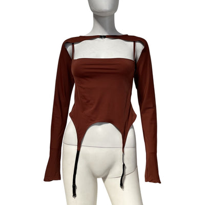 Miaou Sleek Brown Phoenix Top Size M
