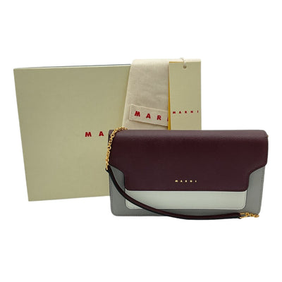 Marni Sleek Dark Port Dolphin Natural White Tricolor Chain Wallet